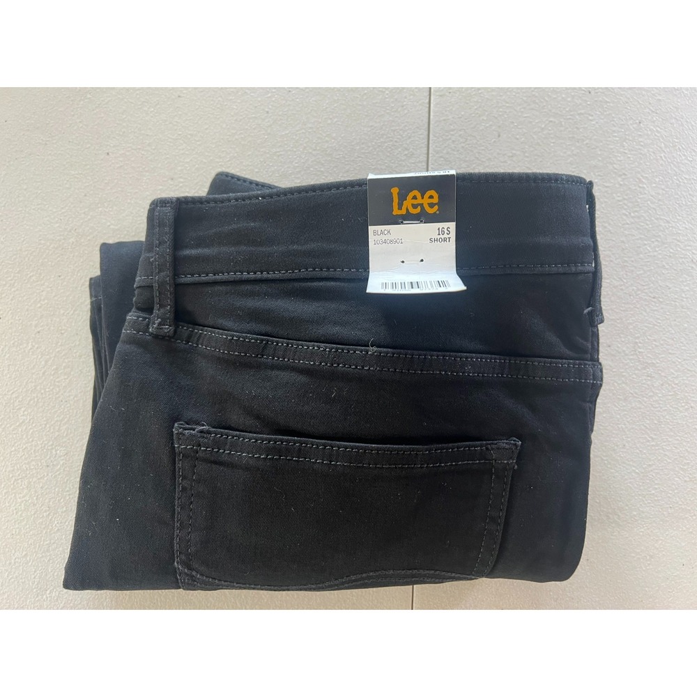 Lee NEW Women 16S Short Comfort Flex Motion Bootcut Jeans Black 16 34x30 Mid